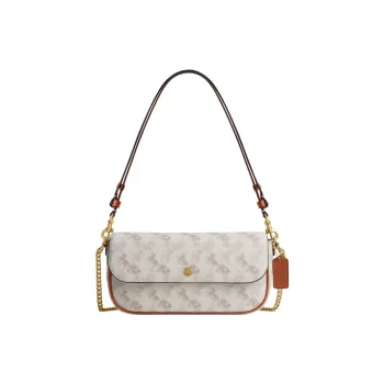 COACH Coated Canvas Crossbody Bag, Shoulder Bag Medium Size Women's Chalk White & Taupe