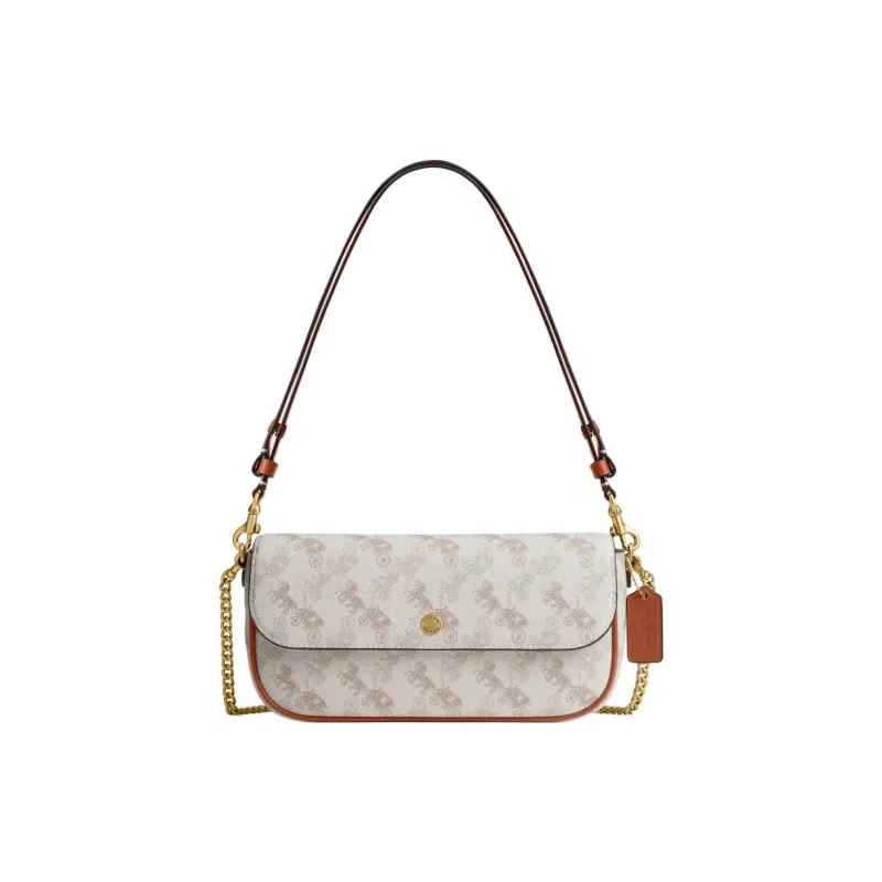 COACH Coated Canvas Crossbody Bag, Shoulder Bag Medium Size Women's Chalk White & Taupe-0