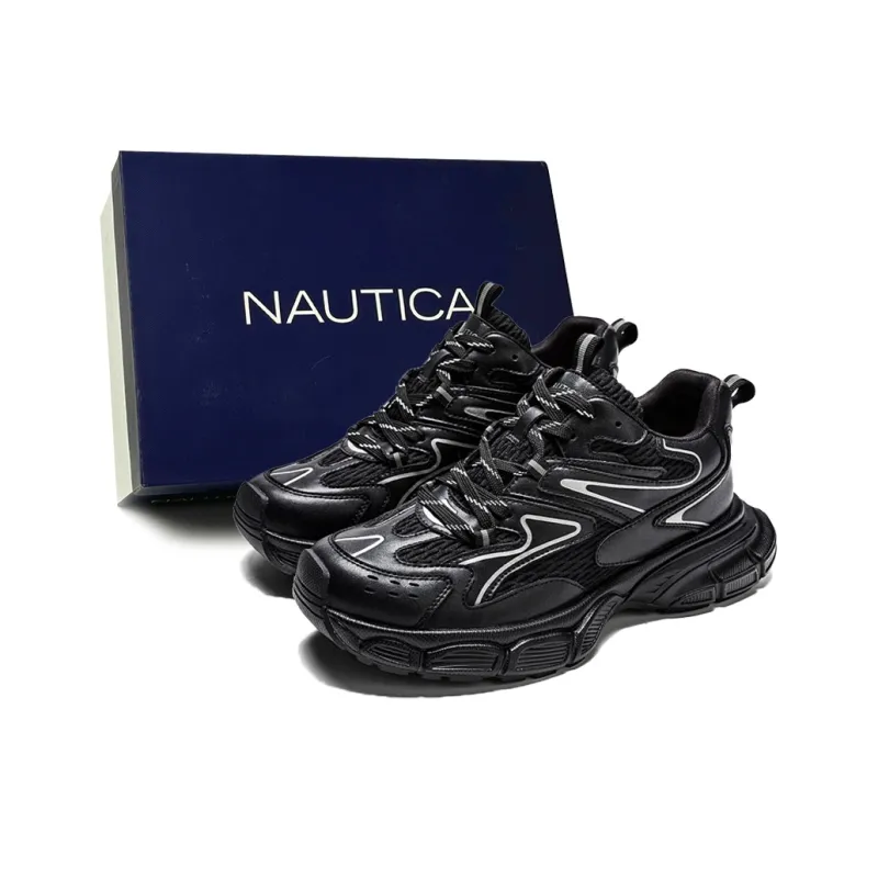 NAUTICA Height Increasing Low Top Chunky Sneakers Men's Black-0