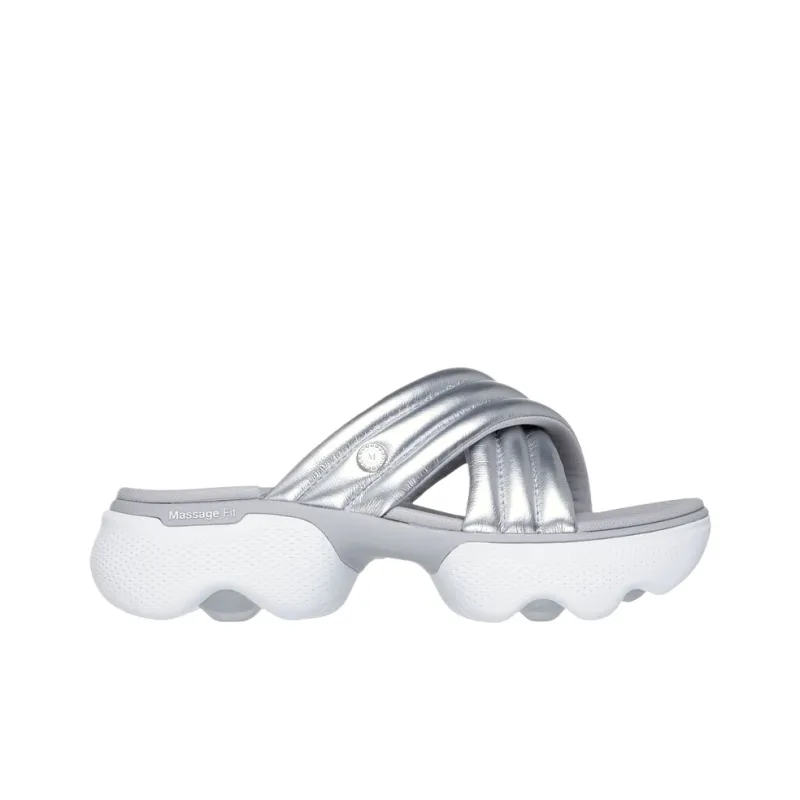 Skechers Massage Fit Shock Absorbers Slide Slippers Women's Silver-1