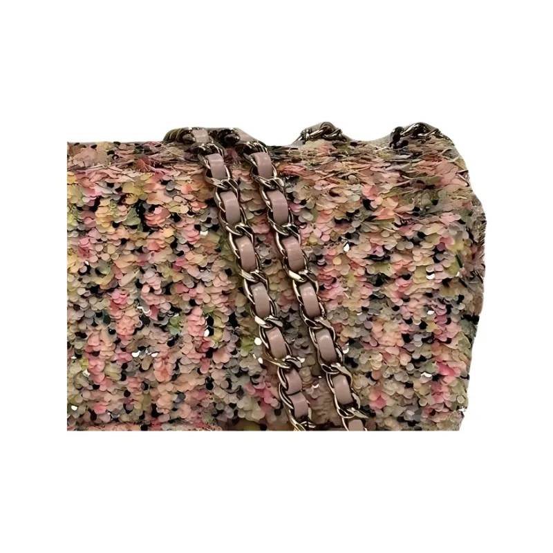 CHANEL Sequins Crossbody Bag Shoulder Bag Women's Pink & Black-2