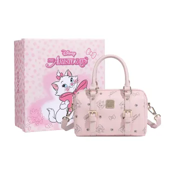 Disney Cat Velvet PVC Boston Bag, Bowling Bag, Shoulder Bag, Crossbody Bag, Handbag Women's Pink