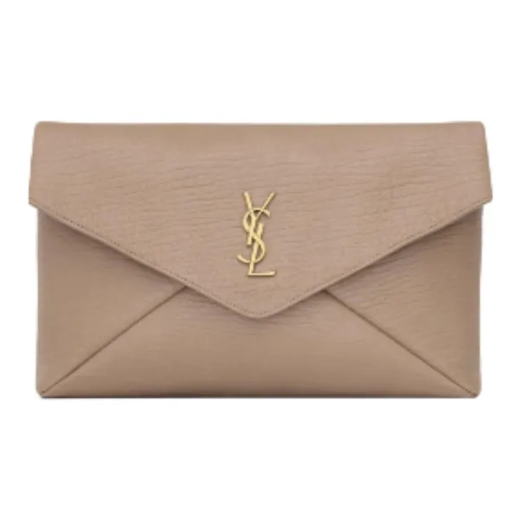 SAINT LAURENT CASSANDRE Sheepskin Envelope Bag, Clutch Tubas Women's Dusty Gray-0