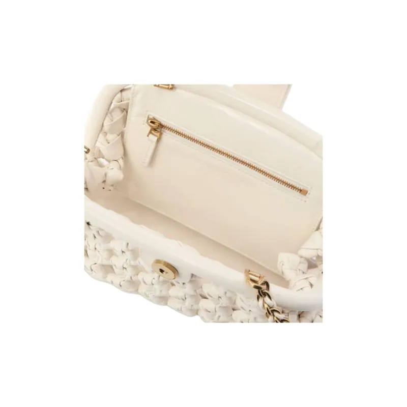 Bottega Veneta Lauren 1980 Calfskin Clutch Trumpets Women's Gray White-3