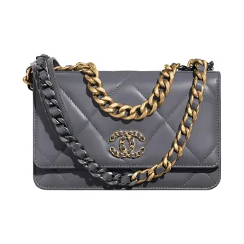 CHANEL 19BagWOC Leather Handbag, Shoulder Bag, Crossbody Bag Women's Cement Gray