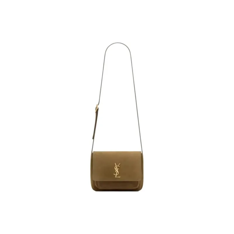 SAINT LAURENT Niki Suede Messenger Bag, Shoulder Bag Medium Size Women's Malt Green-0