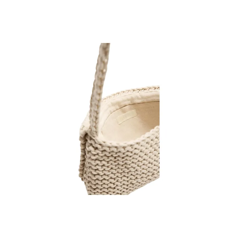 ZARA Cotton Shoulder Bag, Crossbody Bag Women's Beige-3