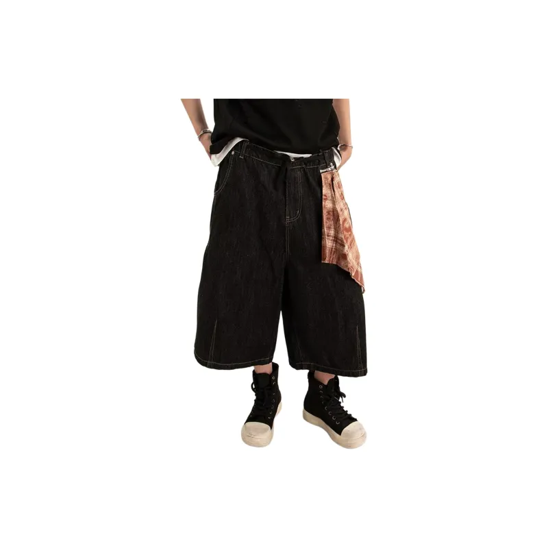 REXSHION Denim Shorts Unisex Black-0