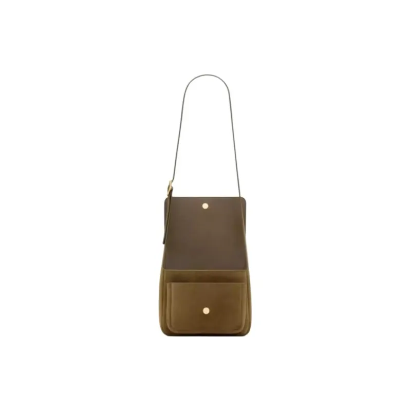 SAINT LAURENT Niki Suede Messenger Bag, Shoulder Bag Medium Size Women's Malt Green-3
