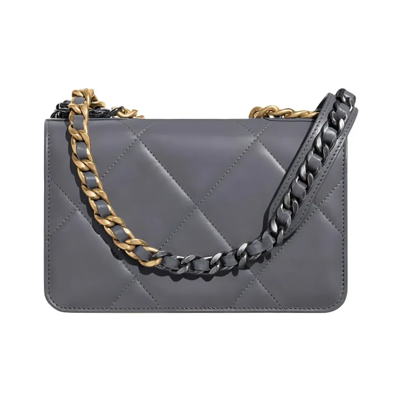 CHANEL 19BagWOC Leather Shoulder Bag, Crossbody Bag, Handbag Women's Cement Gray-1