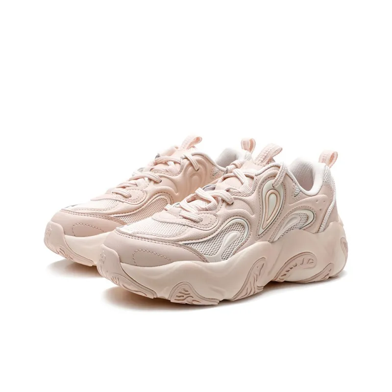 XTEP Breathable Abrasion Resistant Coverage Low Top Chunky Sneakers Women's Super Custard Pink Orange-2