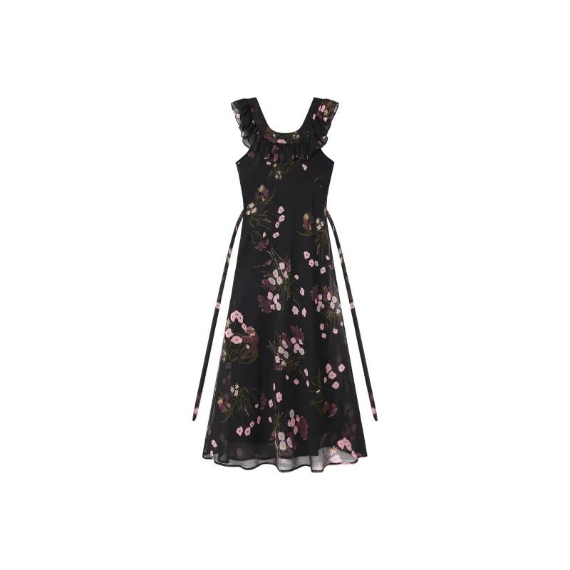 RUXU Sleeveless Dresses Women's Black Dress-0