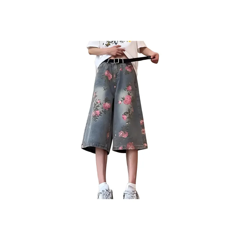 DANJUE Denim Shorts Unisex Pink/Blue-0