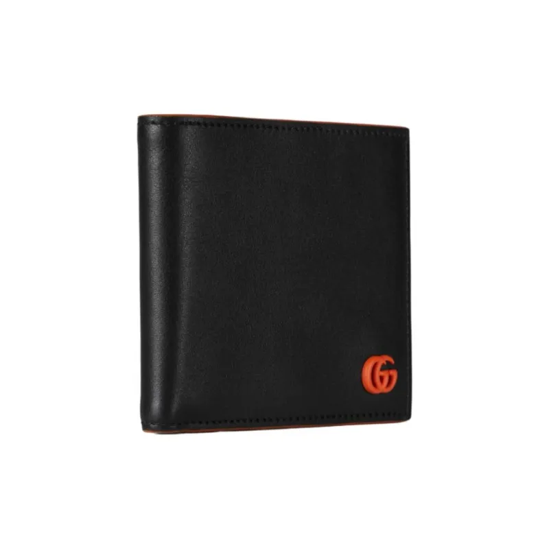 GUCCI GG Marmont Leather Wallet Men's Black & Orange-1