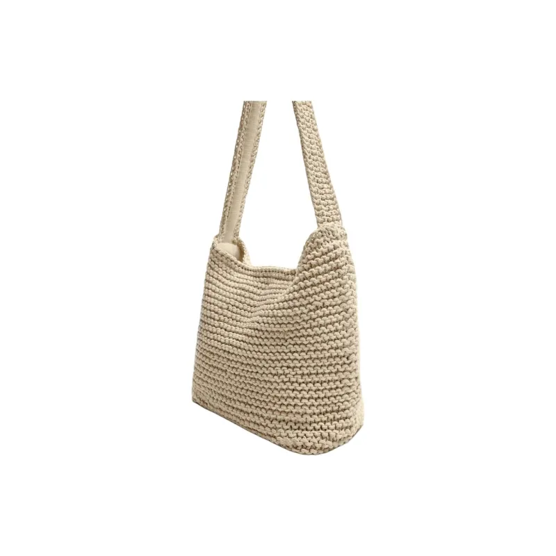 ZARA Cotton Shoulder Bag Unisex Light Beige Yellow-2