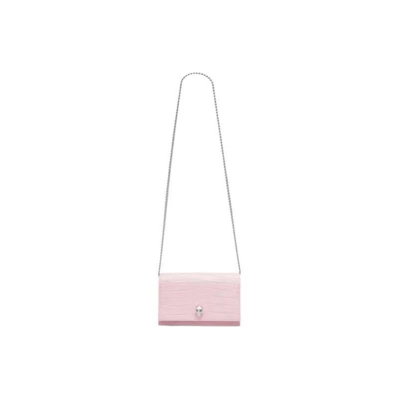 Alexander McQueen Skull Cow Leather Crossbody Bag, Shoulder Bag Trumpets Women's Rose-1