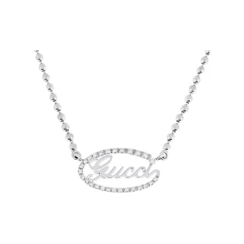 GUCCI 18K White Gold Necklaces Women's Silver