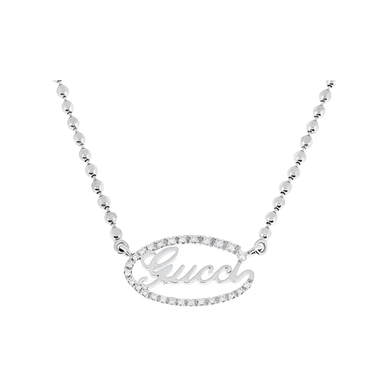GUCCI 18K White Gold Necklaces Women's Silver-0