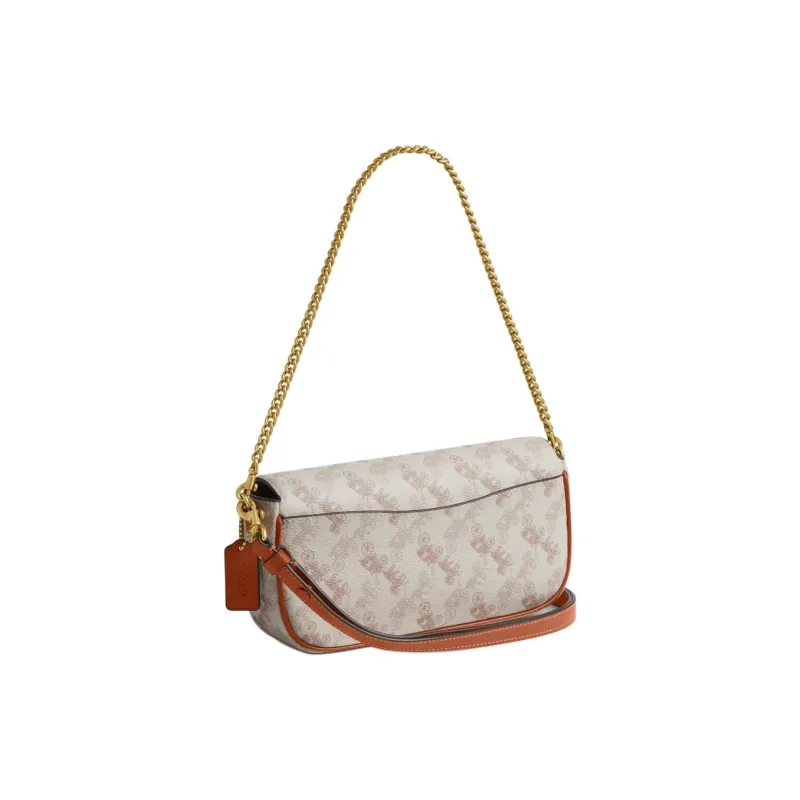 COACH Coated Canvas Crossbody Bag, Shoulder Bag Medium Size Women's Chalk White & Taupe-1