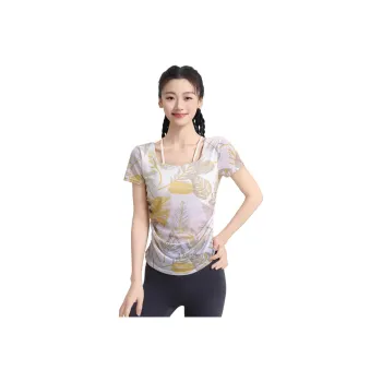 Barbie Yoga T Shirts Women's Yellow Leaf