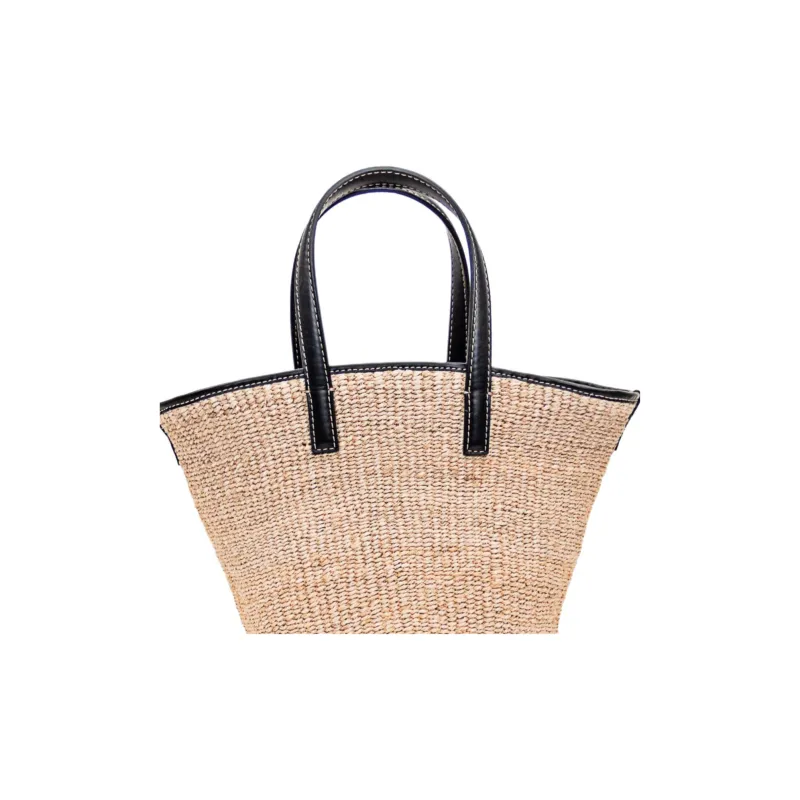 Stella McCartney Abaca Tote Bag, Shopping Bag, Shoulder Bag, Crossbody Bag, Handbag Women's Brown & Black-5