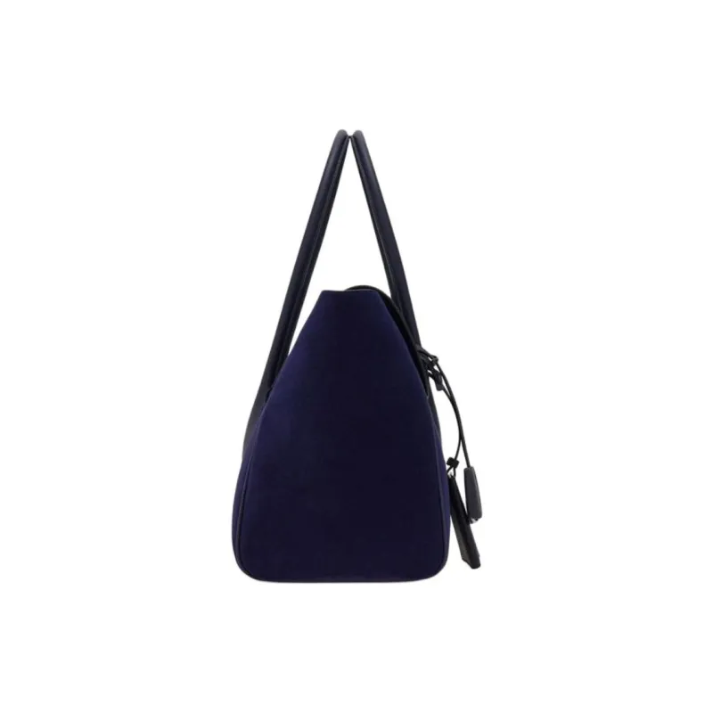FERRAGAMO Calfskin Suede With Hammered Texture Leather Tote Bag, Shopping Bag, Handbag Tubas Unisex Midnight Blue-1