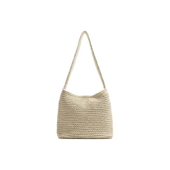 ZARA Cotton Shoulder Bag Unisex Light Beige Yellow