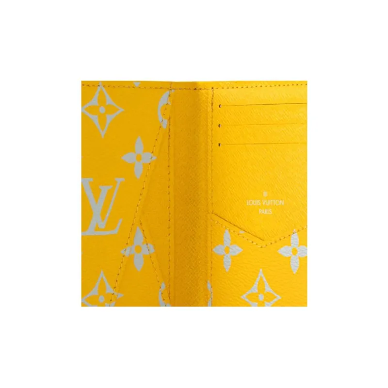 LOUIS VUITTON Monogram Glow Coated Canvas Card Holder Men's Gray & Yellow-4