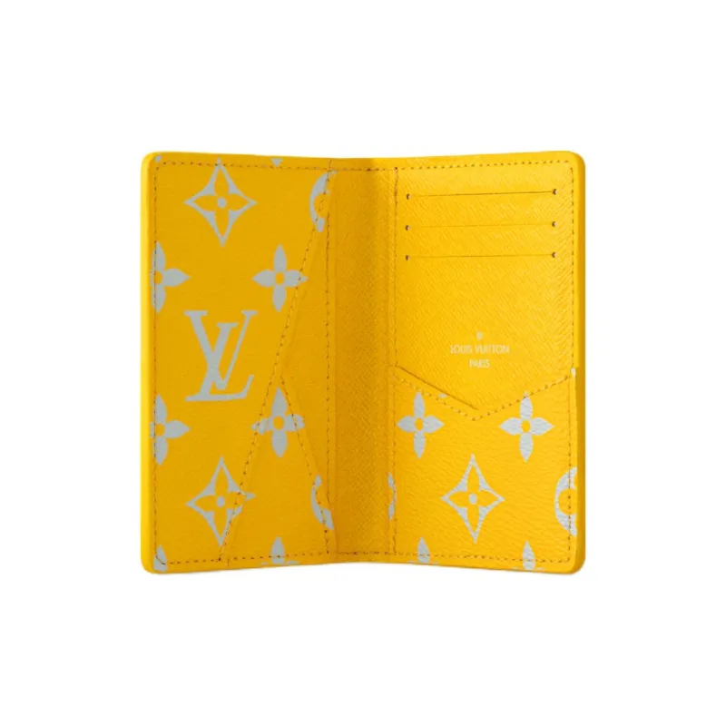 LOUIS VUITTON Monogram Glow Coated Canvas Card Holder Men's Gray & Yellow-3