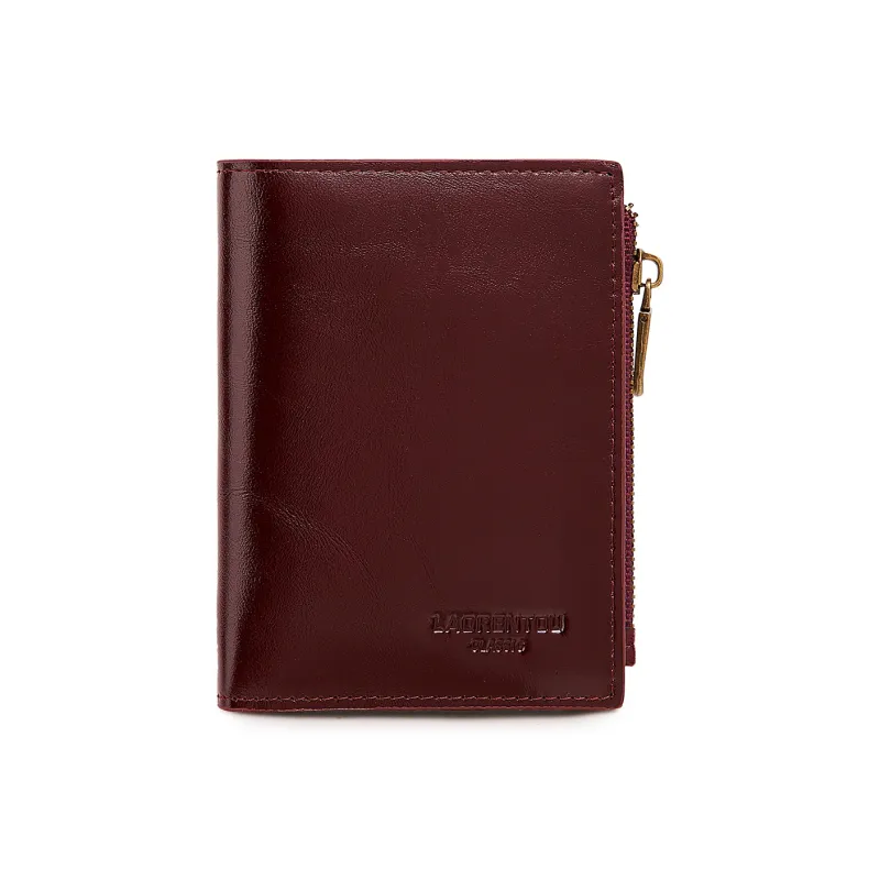 Old Man's Head Top Grain Cow Leather Wallet Unisex Dark Brown-0
