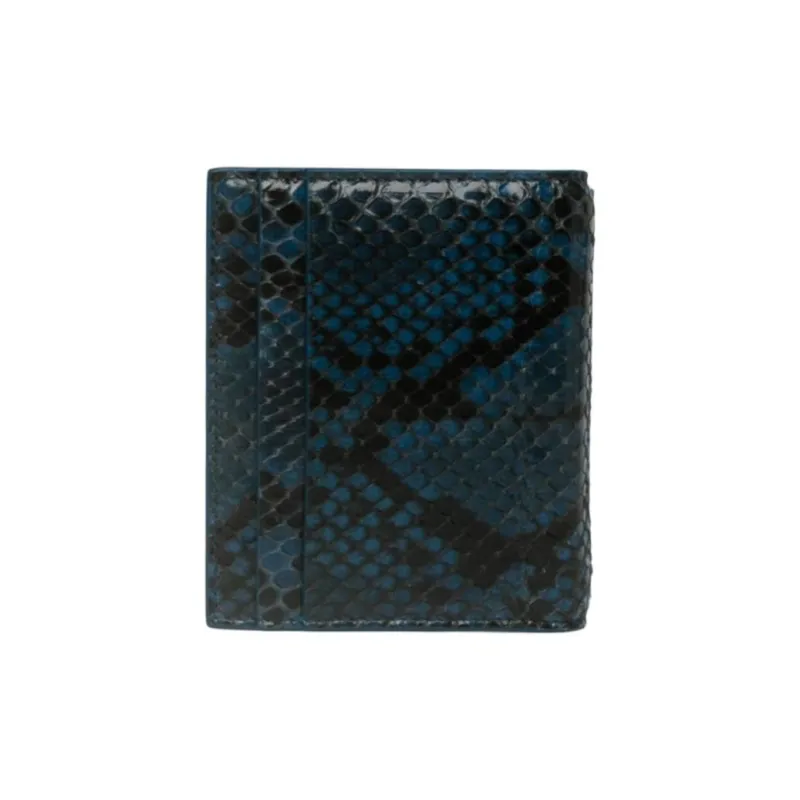 FERRAGAMO Calfskin Card Holder Men's Dark Blue-1