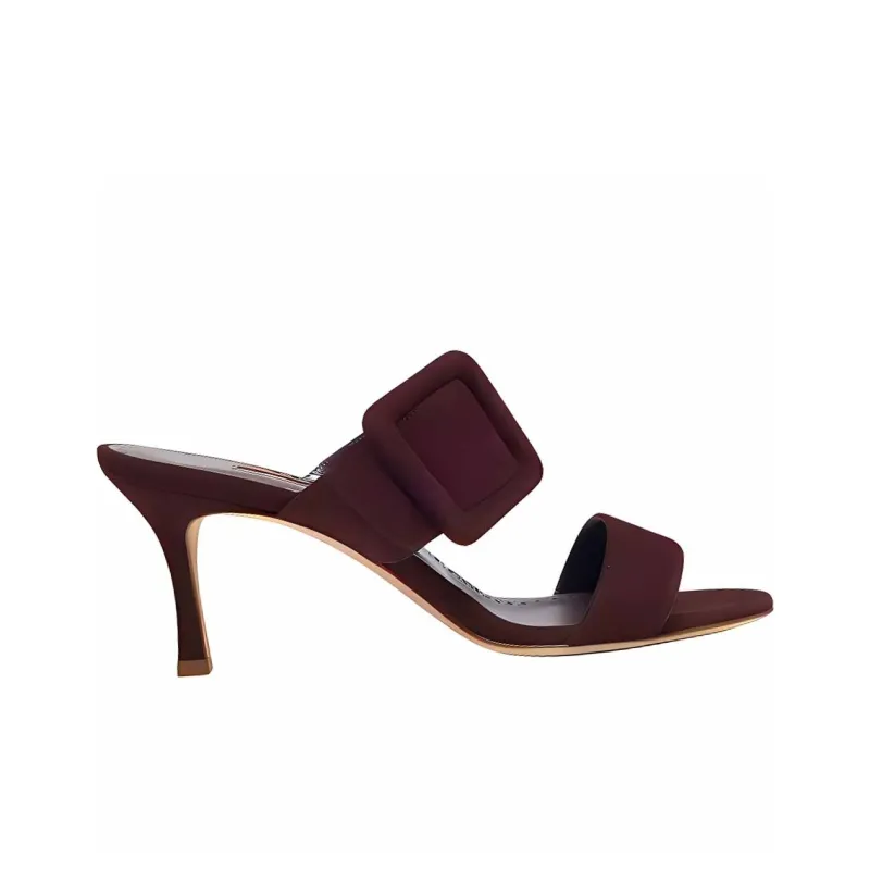 MANOLO BLAHNIK Slide Slippers 7cm Women's Red-1