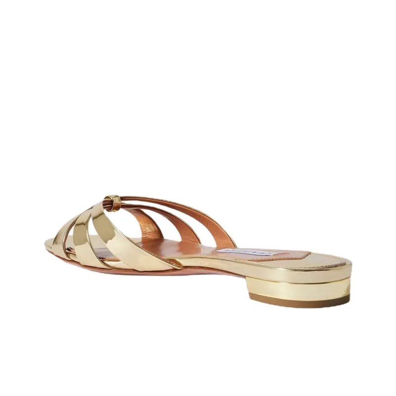 AQUAZZURA Slide Slippers Women's Gold-2
