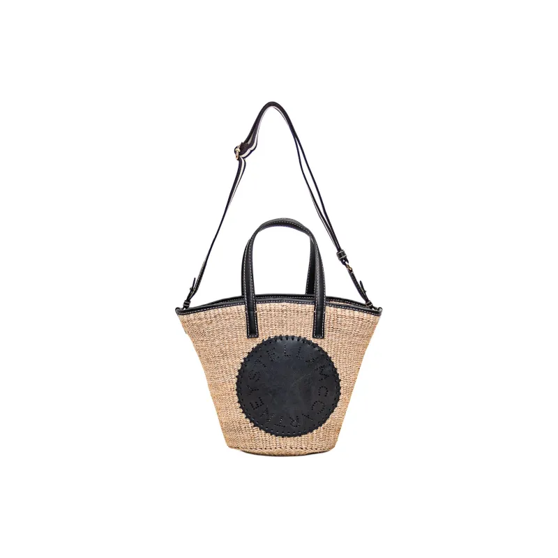 Stella McCartney Abaca Tote Bag, Shopping Bag, Shoulder Bag, Crossbody Bag, Handbag Women's Brown & Black-1