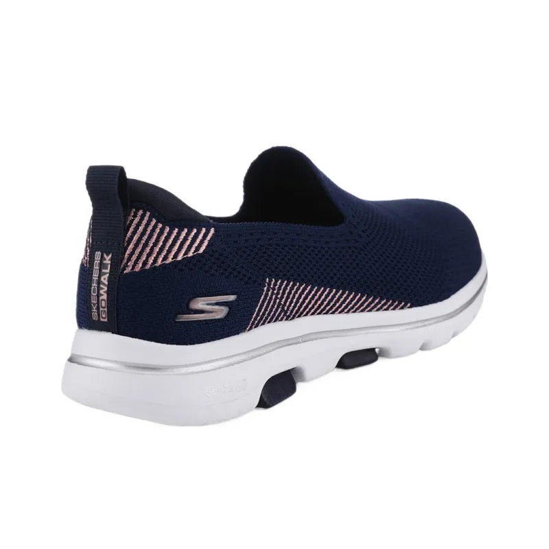 Skechers Go Walk 5 Shock Absorbers Low Top Casual Shoes Women's Navy Blue-4
