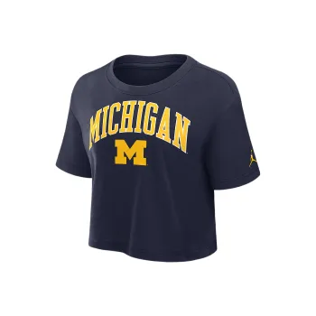 JORDAN Michigan Athletic Prep Arch Women's JORDAN Brand Dri FIT College Cropped T Shirt