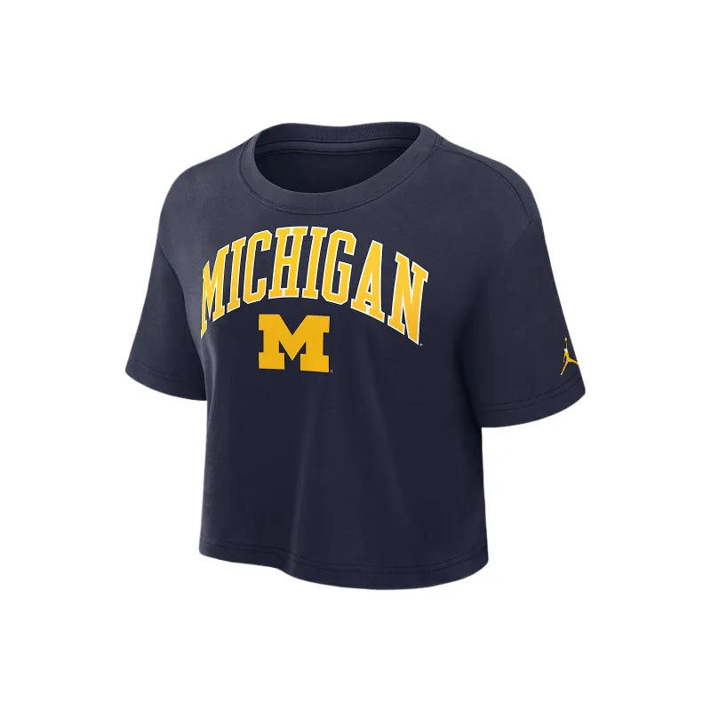 JORDAN Michigan Athletic Prep Arch Women's JORDAN Brand Dri FIT College Cropped T Shirt-0