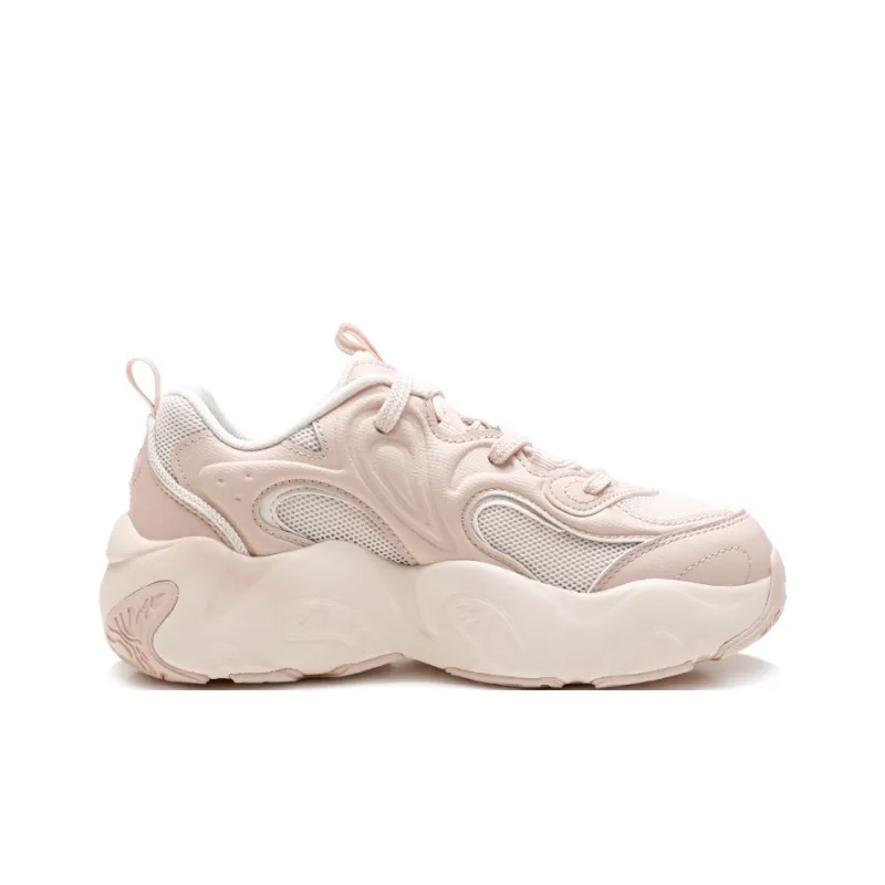 XTEP Breathable Abrasion Resistant Coverage Low Top Chunky Sneakers Women's Super Custard Pink Orange-1