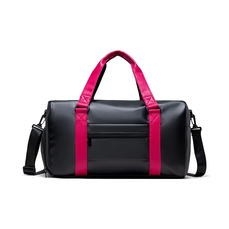 HLA 32L PU Crossbody Bag Travel Bag Gym Bag Unisex Black Plum-1