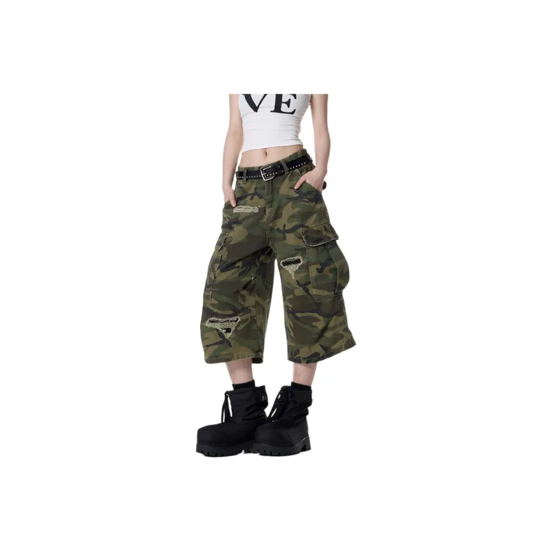 NEVER RULE Denim Shorts Unisex Army Green-0