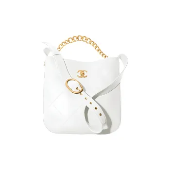 CHANEL Calfskin Tote Bag, Shopping Bag, Hobo Bag, Handbag, Hippie Bag, Shoulder Bag, Crossbody Bag Women's White