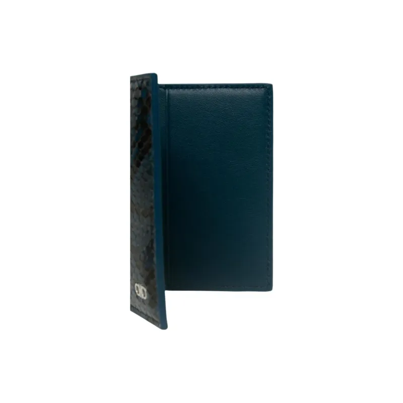 FERRAGAMO Calfskin Card Holder Men's Dark Blue-2