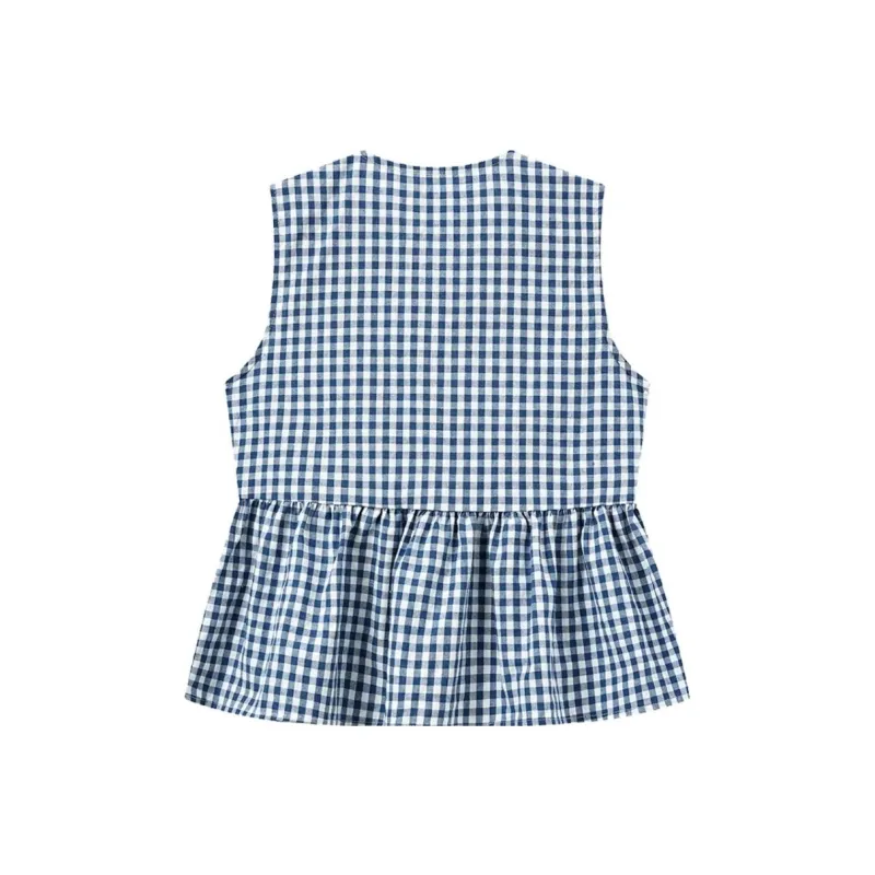 SONDR Tank Tops Women's Blue Plaid-1