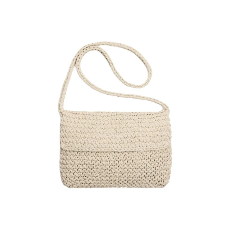 ZARA Cotton Shoulder Bag, Crossbody Bag Women's Beige-0