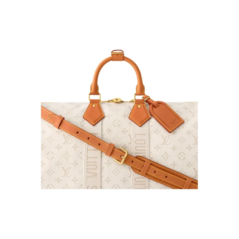 LOUIS VUITTON KeepallBandoulière 45L Coated Canvas Travel Bag Men's Beige & Brown-6