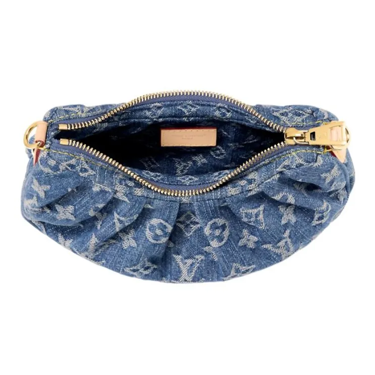 LOUIS VUITTON Monogram Cotton Denim Fabric Handbag, Shoulder Bag Women's Blue-3