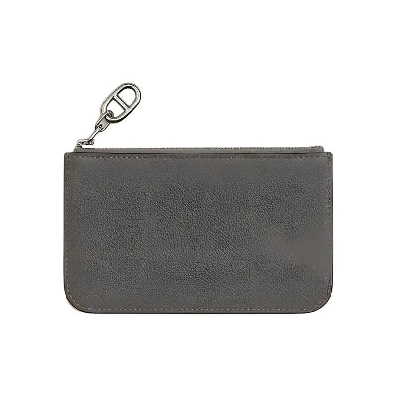 HERMES ZipengoChaine D'Ancre Evercolor Calfskin Card Holder Men's 0L Grismeyer Rain Cloud Gray-0