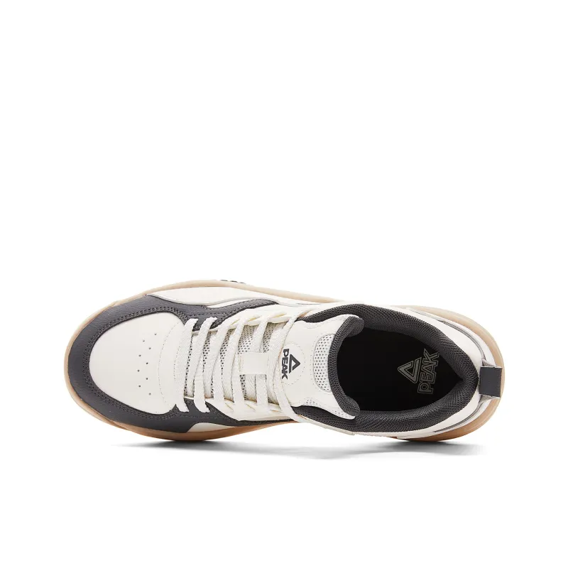 PEAK Taichi Strolling Coverage Cushioning Abrasion Resistant Low Top Skateboard Shoes Men's Ivory Dark Gray-3