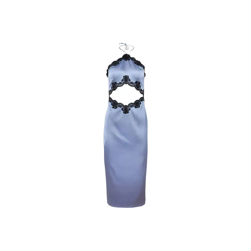 Fleur Du Mal Halterneck Lace Slip Dress-0