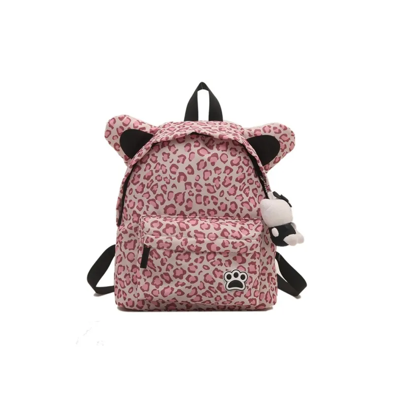 Yalu Fabric Work Backpack Women's Colorful Footprints/Brown Leopard Print/Pink Leopard Print/Black Footprints-2